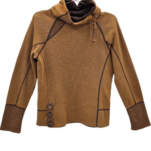 Prana Sweaters - PRANA Lucia Wool Blend Funnel Neck Sahara Mustard Cozy Sweater
